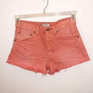 Free People Orange Dyed Frayed Hem Shorts